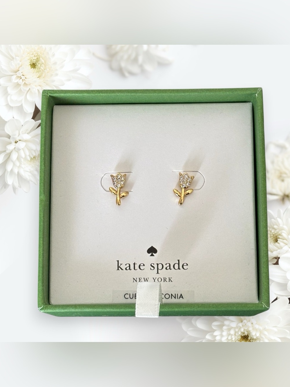 NEW Kate Spade Tulip Cubic Zirconia Stud Earrings